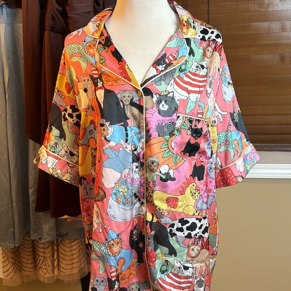 NWT • Karen Mabon • Fancy Dress Cats Pajama Top • Size L • - Picture 2 of 12